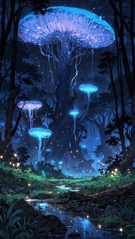 AI Art by DELTA_AI on Pixiv  AI generated Illustration landscape #ai  #wallpaper   #illustration  #background  #aiillustration #fantasy Fantasy Core Wallpaper, Deviant Art Fantasy Digital Illustration, Fantasy Illustration Art Scenery, Fantasy Landscape Digital Art, Mysterious Forest Aesthetic, Fantasy Night Landscape, Fantasy Landscape Aesthetic, Animated Landscape Wallpaper, Bright Fantasy Art