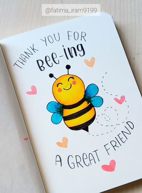 Cute Massage For Bestie, Card For Best Friend Aesthetic, Diy Card For Bestie, Diary Ideas Creative For Best Friend, Funny Doodles For Friends, Birthday Painting Ideas For Best Friend, Cute Diy Cards For Best Friends, Cute Farewell Cards, Easy Birthday Card Ideas For Friends