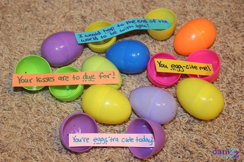 Love Note Easter Eggs: fill the eggs with cute notes and candy and hide them for your man - cute and cheap gift, Easter Sayings Boyfriend Easter Basket, Basket For Boyfriend, Easter Sayings, Boyfriend Notes, Candy Notes, Easter Egg Filling, Eggs For Baby, Easter Quotes, Bunny Painting