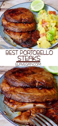 Portobello Steaks, Vegan Croissant, Portobello Steak, Portobello Mushroom Recipes, Steak And Mushrooms, Grilled Mushrooms, Vegan Main Dishes, Tasty Vegetarian Recipes, Grilling Season