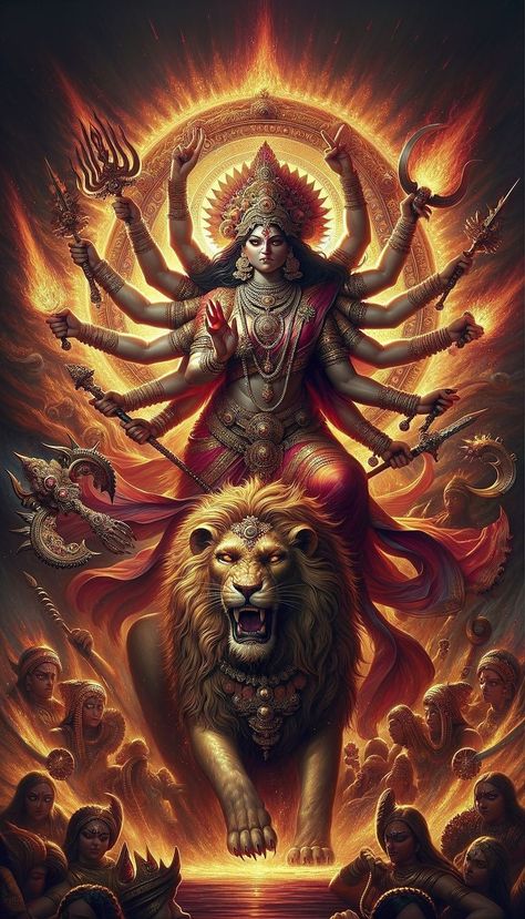 Navratri Godess Images, Maa Durga With Lion, Godess Durga Wallpapers, Devi Durga Wallpaper, Navratri Maa Durga Image, Vishnu Lakshmi Images, Maa Kali Wallpapers, Lakshmi Devi Images, Navratri Painting