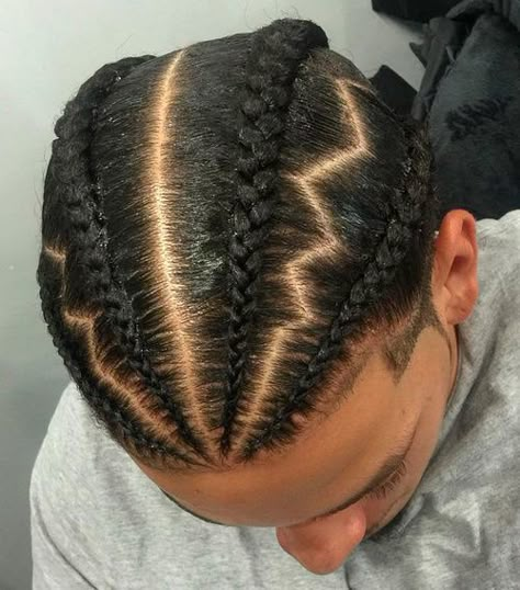 Cornrows For Men                                                                                                                                                                                 More Man With Braids, Zig Zag Braid, Latest Braided Hairstyles, Braid Styles For Men, Boy Braids Hairstyles, Cornrow Hairstyles For Men, Braids For Boys, Braids Styles, Black Men Hairstyles