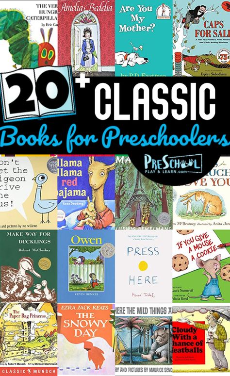 Whether you are a new parent looking to fill your library with classic children's books or a teacher prepping a lesson - these classic books for preschoolers are a great way to help kids acquire a love of reading. Each of these classic books for kids has endearing characters, great life lessons, and are stories that have endoured through the decades! So pick out your favorite children's classic books to read with your toddler, preschool, pre-k, kindergarten, and first grade student. Classic Books For Preschoolers, Famous Childrens Books, Pre K Books, Classic Children's Books, Classic Books For Kids, Classic Picture Books, Best Children’s Books, Classic Children’s Books, Children's Books