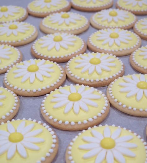 Daisy Cookies Decorated Baked Goods, Easter Fondant Cookies, Daisy Cookies, Summer Sugar Cookies, Flower Sugar Cookies, Patisserie Fine, Royal Iced Cookies, Daisy Cakes, Easter Sugar Cookies