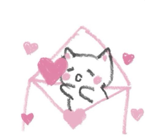 Him And Me Drawing, Cat With Heart Drawing, Cute Love Icons, Cute Gf Pics, Noteit Ideas For Gf, Cute Drawing For Bf, Cute Drawings For Gf, Cute Noteit Drawing Ideas, Cat Love Drawing