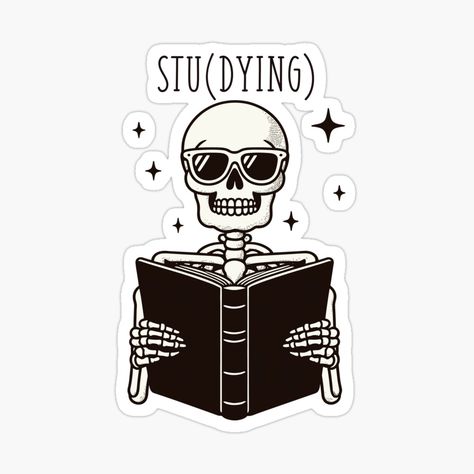 Get my art printed on awesome products. Support me at Redbubble #RBandME: https://www.redbubble.com/i/sticker/Skeleton-Studying-by-Gkinoki/156713645.EJUG5?asc=u Skeleton Studying, Weird Stickers, Medical Stickers, Skeleton Sticker, Skeleton Illustration, Cute Skeleton, Cute Laptop Stickers, Book Icons, Little Doodles