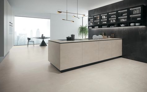 Porcelain kitchen countertop | Atlas Concorde Porcelain Tiles Kitchen, Current Interior Design Trends, Modular Tile, Atlas Concorde, Kitchen Gallery, Tile Projects, Kitchen Floor Tile, Decoration Originale, Porcelain Flooring