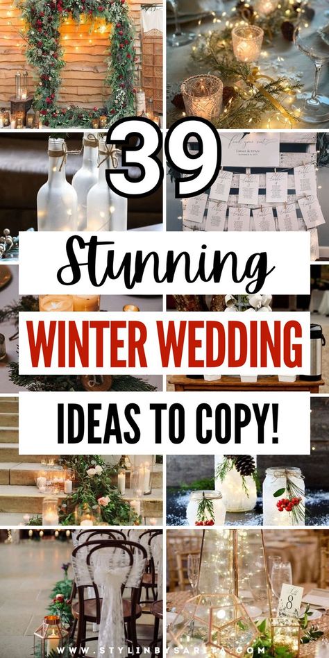 winter wedding ideas Elegant Winter Wedding Ideas, Winter Wonderland Wedding Ideas, Small Winter Wedding, Christmas Wedding Ideas, Cozy Winter Wedding, Winter Wedding Ideas, Polaroid Guest Book, Elegant Winter Wedding, Rustic Winter Wedding