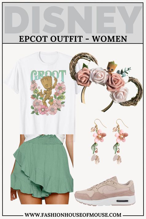 Ewok Disney Outfit, Groot Inspired Outfit, Kids Epcot Outfit, Group Disney Outfits, Guardians Of The Galaxy Outfit Ideas, Epcot Inspired Outfits, Cute Epcot Outfits, Guardians Of The Galaxy Disneybound, Epcot Christmas Outfit