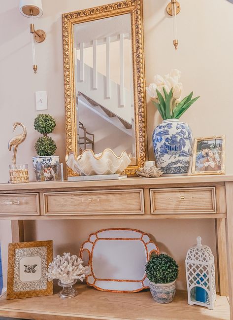 Summerville Three Drawer Console … curated on LTK Grand Millennial Coffee Table Decor, Grandmillenial Console Table, Grandmillenial Fireplace Decor, Grandmillenial Mantle, Grandmillenial Entryway Ideas, Grand Millennial Entryway, Grand Millennial Mantle Decor, Chinoiserie Entryway, Console Table Decor Ideas