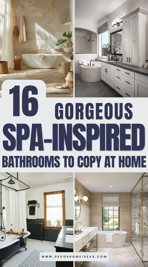 Transform your bathroom into a luxury retreat with these 16 spa-inspired designs. Discover ideas featuring elegant stone accents, relaxing color schemes, and indulgent touches like rainfall showers and soaking tubs. Ready to bring a sense of calm and opulence to your everyday routine? Spa Like Bathroom Remodel Ideas, Spa Inspired Bathroom Shower, Bathroom With Spa Bath, Master Bath Luxury Modern, Spa Bathroom Ideas Master Bath Modern, Bathroom Inspiration Spa, Beach Spa Bathroom Ideas, Soaker Tub In Shower Master Bath, Sunken Tub Bathroom