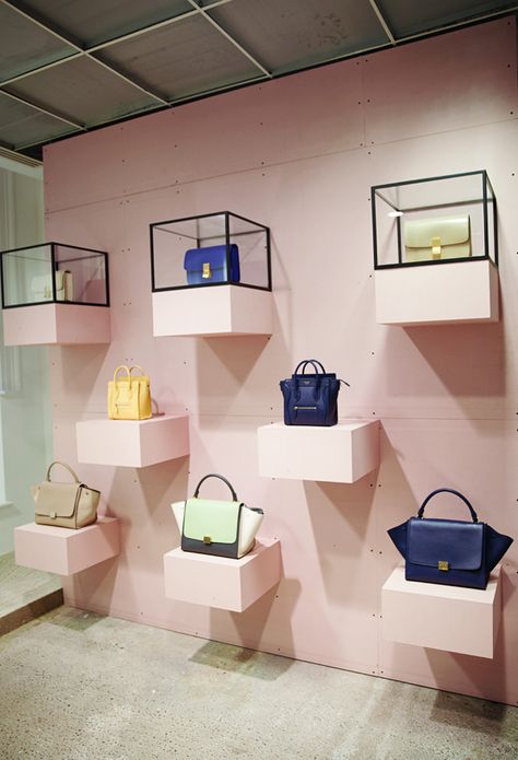 This is what Heaven looks like Handbag Display, Reels Ideas, Retail Inspiration, Store Windows, Bag Display, Exhibition Display, Showroom Design, Retail Interior, Visual Display