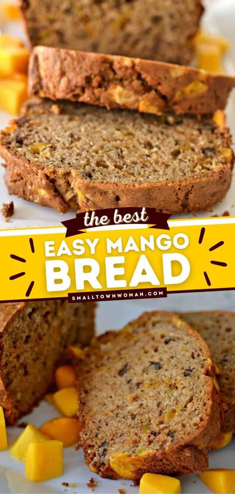 Mango Quick Bread, Dried Mango Recipe Desserts, Fruit Bread Recipes Loaf Pan, Mango Loaf, Mango Bread, Azteca Tattoo, Mango Dessert Recipes, Cinnamon Pecans, Mango Dessert