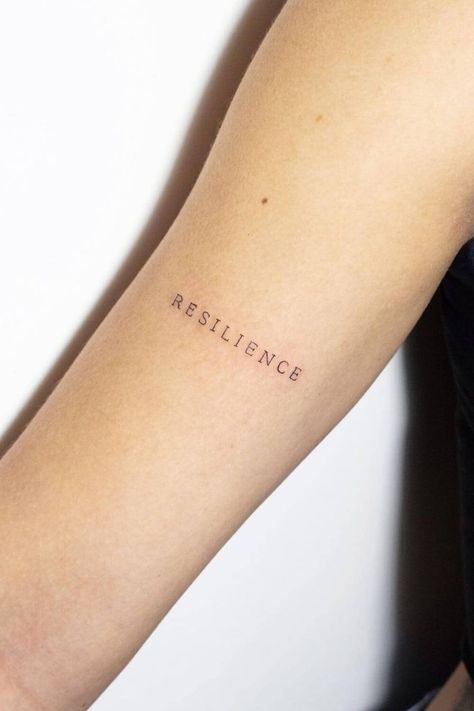 40 Meaningful One-Word Tattoo Ideas Tattoos About Worth, Healing Words Tattoo, Simplicity Tattoo Words, Tatouage Resilience, Survivor Tattoos For Women, She Persisted Tattoo, One Word Tattoos Meaningful, Meaningful One Word Tattoos, Female Empowerment Tattoos