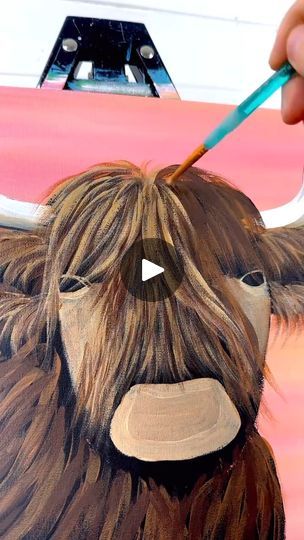 Paint A Cow Tutorial, Highland Cow Painting Tutorial, Highland Cow Painting, Cow Painting, Acrylic Painting For Beginners, Paint And Sip, Highland Cow, Easy Paintings, Painting Tutorial