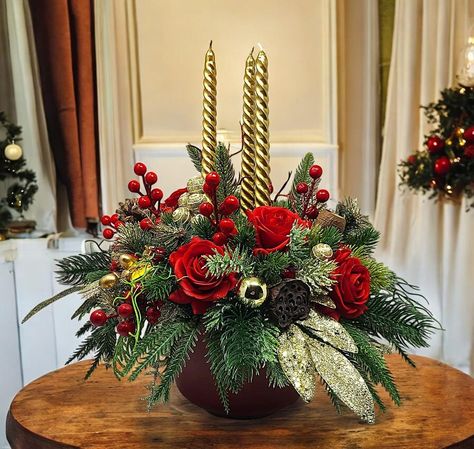 Christmas candle centerpieces