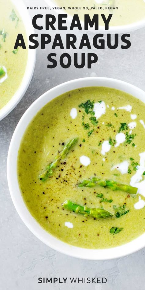 Asparagus Recipes Soup, Creamy Asparagus Soup, Cream Of Asparagus, Gourmet Soup, Cream Of Asparagus Soup, Creamed Asparagus, Creamy Asparagus, Dairy Free Soup, Asparagus Bacon