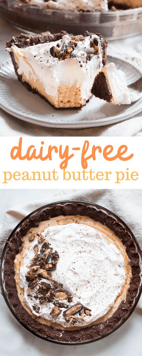 Peanut Butter Pie Dairy Free, Dairy Free Cream Pie, Pie Recipes Dairy Free, Healthy Peanut Butter Pie, Dairy Free Pie Recipes, Best Peanut Butter Pie, Pie Dairy Free, Dairy Free Pies, Erin Lives Whole