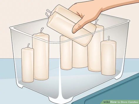 3 Ways to Store Candles - wikiHow How To Store Candles, Candle Storage Ideas, Storing Candles, Candle Storage, Luminara Candles, Candle Organization, Cylinder Candles, Candle Store, Plastic Container Storage