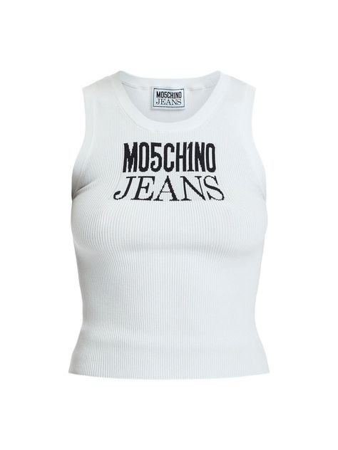 Introducing the Moschino Jeans Tank Top with Logo. {@@=Ist.Core.Helpers.StringHelper.RemoveHtmlTags("{@@=Ist.Core.Helpers.StringHelper.ToProperCase("Stretch viscose knit tank top with ribbed detail and contrasting logo on the front. Sleeve Length: Sleeveless Neckline: Scoop Model Height and Size: The model is 179 cm / 5'9" and is a UK size 8. She is wearing a size S. Washing Instructions: Machine washable cold or dry clean Composition and Material: 83% Viscose, 17% Polyester")}")} Tank Top Women, Tank Top White, Png Top, Jeans Tank Top, Outfit Png, White Tank, Knitted Tank Top, White Tank Top, Knit Tanks