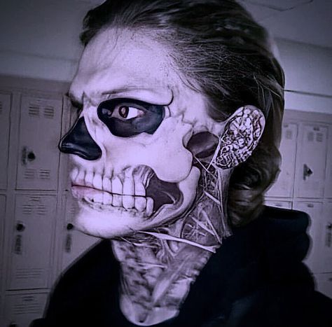 Ahs Skull Makeup, Evan Peters American Horror Story, Halloweenský Makeup, Witty Sayings, Skeleton Makeup, Tate Langdon, Play On Words, Horror Makeup, Halloween Makeup Inspiration