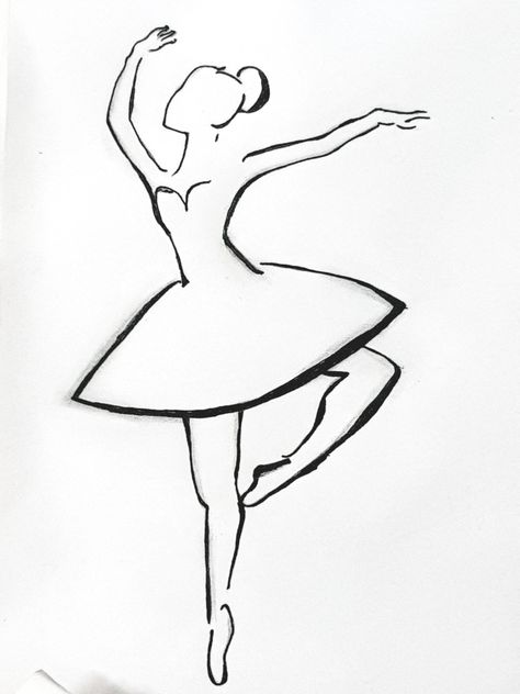 Ballet Easy Drawings, Dancer Silhouette Contemporary, Simple Ballet Drawing, Ballerina Easy Drawing, Dancing Person Drawing, Simple Ballerina Drawing, Ballerina Art Paintings Easy, Ballet Dancer Drawing Simple, Ballet Painting Easy