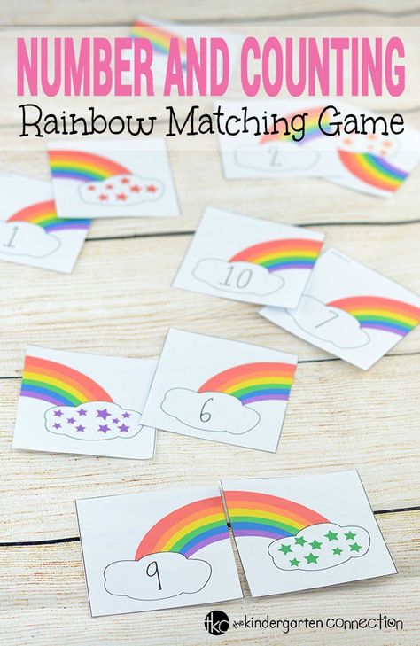 Work on numbers and counting with these super fun rainbow counting number puzzles! Match the sets together, play as a memory game, and more! Perfect for St. Patrick's Day, spring, or anytime! Aktiviti Tadika, Rainbow Activities, Math Centers Kindergarten, Preschool Colors, Education Positive, Number Puzzles, Spring Preschool, Kindergarten Math Activities, Numbers Preschool