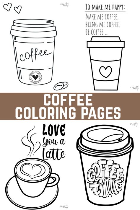 Printed Coffee Mugs, Coffee Cup Printables Free, Coffee Coloring Pages Free Printable, Free Coffee Printables, Coffee Coloring Pages, Coffee Cup Images, Free Printable Clip Art, Printable Stencil, Coffee Printables