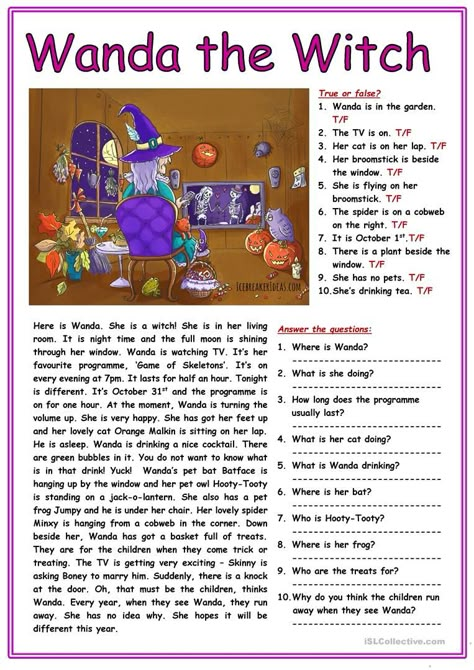 Esl Halloween Worksheets, Halloween Roll A Story, Reading Halloween Activities, Halloween English Worksheets, Halloween Exercises, Halloween English Activities, Witch Worksheets, Halloween Reading Activities, Halloween Esl