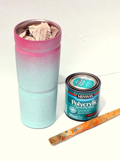 How to take a Yeti cup {or cold cup tumbler} and create a personalized ombre glittered cold cup with or without a vinyl logo. These make great handmade gifts. Painting Yeti Tumbler Diy, How To Seal Tumblers Without Epoxy, Seal Vinyl On Tumbler, How To Seal Vinyl On Tumblers, How To Seal Vinyl On Cups, Cricut Tumblers, Cup Making, Vinyl Logo, Glitter Yeti