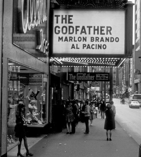 Old movie sign promoting The Godfather. Sonny Corleone, Jamel Shabazz, Theater Sign, Don Vito Corleone, Don Corleone, Andy Garcia, Septième Art, I Love Cinema, Marlon Brando