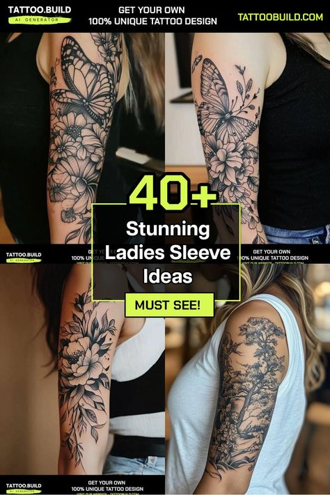 Elegant Ladies Sleeve Tattoo Ideas Gallery at Tattoo Build Full Sleeve Nature Tattoos Women, Women’s Arm Sleeves, Tattoo Arm Sleeves For Women, Outdoor Sleeve Tattoos For Women, Floral And Mandala Tattoo Sleeve, Simple Arm Sleeve Tattoos For Women, Ladies Sleeve Tattoo, Floral Sleeve Tattoo Color, Ladies Sleeve Tattoo Ideas