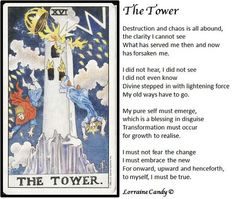 The Tower (Tarot Poetry) The Tower Tarot Card Meaning, Tarot Tower Card, Tarot Poem, Tower Card Tarot, The Tower Tarot Meaning, Tower Moment, The Tower Tarot, Arcana Tarot, Tarot Book