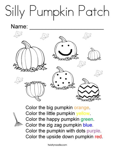 Silly Pumpkin Patch Coloring Page - Twisty Noodle Silly Pumpkin, Autumn Coloring Pages, Pumpkin Coloring, Fall Worksheets, October Activities, Twisty Noodle, Halloween Kindergarten, Homeschool Preschool Activities, Pumpkin Activities