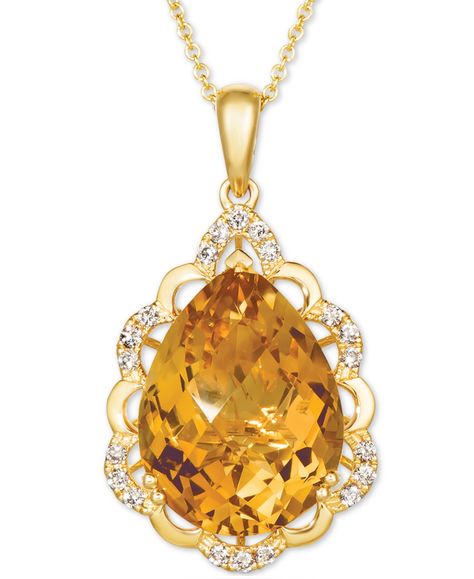 Enchanting scalloped edges set with Nude Diamonds bring a vintage-look to this gorgeous pear-cut Cinnamon Citrine pendant necklace designed by Le Vian. Levian Jewelry, Orange Gem, Shiny Rings, Citrine Jewelry, Citrine Pendant, Citrine Necklace, Le Vian, Gem Necklace, Fine Jewellery Necklace