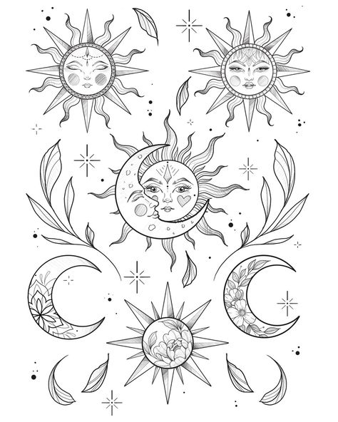 All Posts • Instagram Bohemian Sun And Moon Tattoo, Etheral Tattoo Design, Thigh Tattoos Women Sun And Moon, Compass Leg Tattoo Woman, Sun Moon And Stars Art, Sun And The Moon Drawing, 1950s Tattoo Ideas, Sun And Moon Tattoos For Women, Celestial Sleeve Tattoos For Women