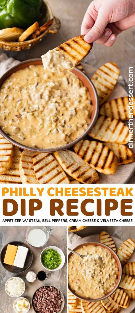 Philly Cheesesteak Dip Recipes, Appetizers With Velveeta Cheese, Velveeta And Cream Cheese Dip, Steak Cheese Dip, Philly Cheese Steak Dip Crock Pot, Philly Cheesesteak Dip Crockpot, Cheesesteak Dip Crockpot, Philly Steak Dip, Philly Cheese Dip