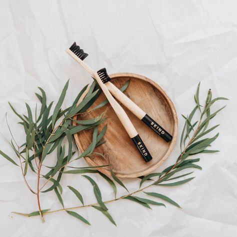 Biodegradable bamboo toothbrush | BKIND Toothbrush Photography, Charcoal Toothbrush, Eco Friendly Accessories, Plant Based Skincare, Bite Beauty, Bamboo Toothbrush, Cosmetic Sets, Bamboo Charcoal, Packing Peanuts