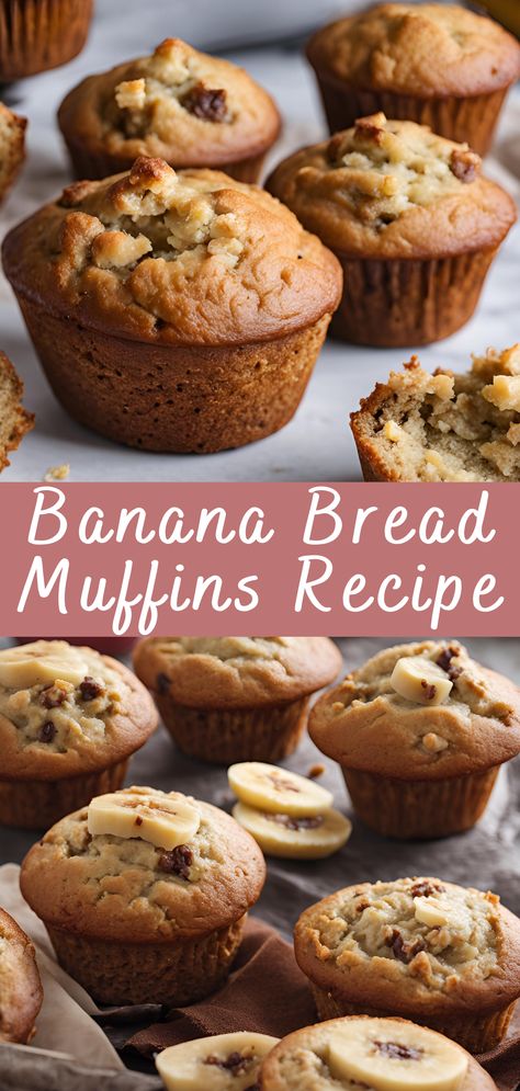 Banana Bread Muffins Recipe | Cheff Recipes Banana Bread Recipe Easy 2 Bananas, Easy Muffin Recipes Banana, Healthier Banana Bread Muffins, Super Easy Banana Muffins, Banana Bread Breakfast Muffins, Banana Muffins With Butter, Quick Banana Bread Muffins, Gf Banana Bread Muffins, Yummy Banana Muffins