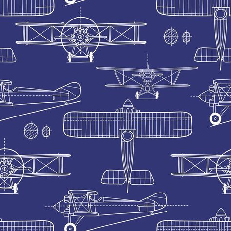 Aviation Design, Airplane Drawing, Aviation Decor, Airplane Print, Textile Wallpaper, Thai Pattern, Vintage Airplane, Window Cling, Vintage Airplanes