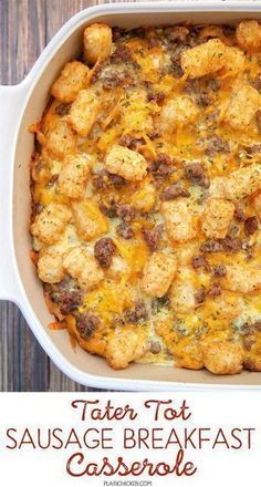 Tater Tot Sausage Breakfast Casserole, Sausage Breakfast Casserole, Menu Sarapan Sehat, Best Breakfast Casserole, Tater Tot Breakfast, Diner Recept, Breakfast Casserole Easy, Breakfast Casserole Sausage, Tater Tots