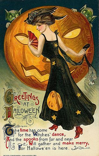 Free to use in your Art only, not for Sale on a Collage Sheet or a CD Old Fashioned Halloween, Vintage Halloween Greeting Cards, Witches Dance, Vintage Halloween Cards, Victorian Halloween, Photo Halloween, Vintage Halloween Images, Wal Art, Carte Halloween