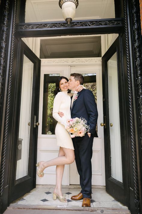 A Stoop Wedding in Brooklyn | Cup of Jo Stoop Wedding, Nyc City Hall Wedding, Trash Truck, Nyc City, Cup Of Jo, Wedding Kiss, City Hall Wedding, Marriage Certificate, Long Walks