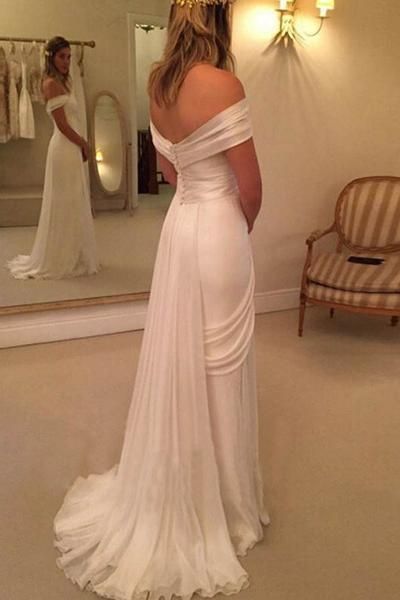 Off Shoulder Side Split Beach Wedding Dresses, 2017 Long Custom Wedding Gowns, Affordable Bridal Dresses, 17114 Split Wedding Dress, Affordable Bridal Dresses, Long Beach Wedding Dresses, Cheap Bridal Dresses, Long Gown For Wedding, Chiffon Wedding Dress Beach, Column Wedding Dress, Popular Wedding Dresses, Custom Wedding Gown