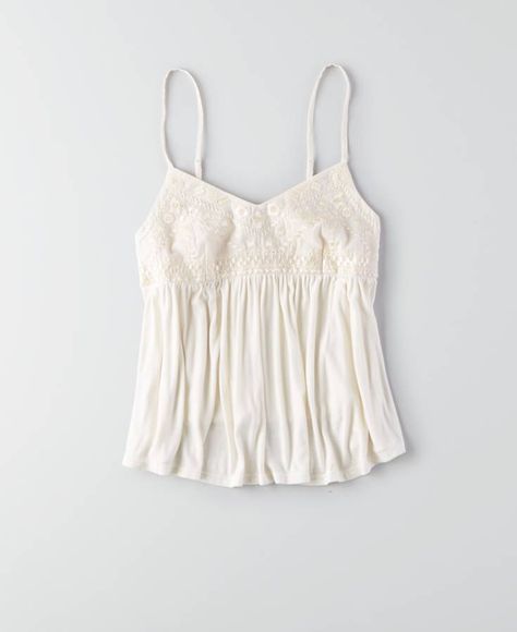 AEO Flowy Embroidered Cami, Women's, White White Spaghetti Strap Top, Moda Rock, Tank Top White, Flowy Tank Tops, Flowy Tank, Fashion 2020, White Tank, Spring Summer Outfits, Cute Tops