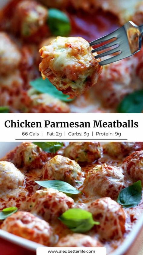 High Protein Meatball Dinner, Macro Friendly Chicken Meatballs, Chicken Parm Meatballs Healthy, Chicken Parmesan Meal Prep, Macro Meatballs, Macro Friendly Chicken Parmesan, Macro Friendly Meatball Recipes, Macro Friendly Meatballs, Low Calorie Chicken Meatballs