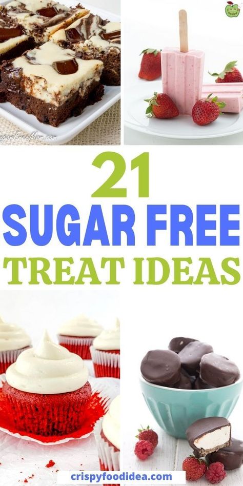 Delicious sugar free treats give anyone with a sweet tooth the power to do the impossible: Eat less sugar while still satisfying pesky cravings. There are a lot of reasons you might be on the lookout for sugar-free treats. Here are 21 sugar free dessert ideas that you can regularly make when looking for something less sweet or a little lighter, and none of them compromise on flavour.#sugarfree #treatsideas Sugar Free Candy Recipes For Diabetics, Diebities Dessert, No Carb No Sugar Desserts, Desert For Diabetics, Bariatric Desserts Sugar Free, Prediabetic Desserts, Low Sugar Sweet Snacks, Sugar Free Snack Ideas, Sugar Free Snacks Healthy