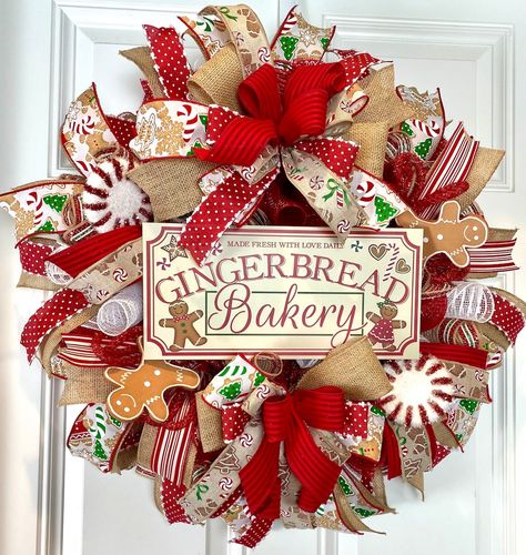 This Wreaths item by SuzanneAshleyDesigns has 501 favorites from Etsy shoppers. Ships from Naples, FL. Listed on Jul 7, 2024 Red And Gold Wreaths, Gingerbread Wreaths, Gingerbread Bakery, Gingerbread Ideas, Large Christmas Wreath, Gingerbread Wreath, Christmas Wreath For Front Door, Gingerbread Christmas Decor, Christmas Sparkle