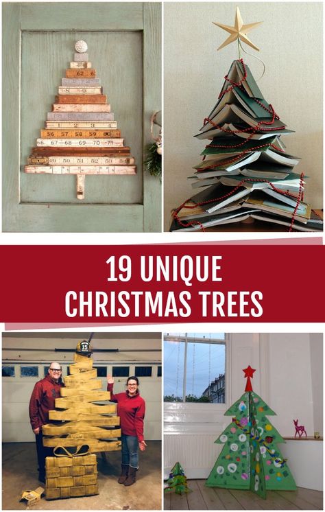 19 Unique Christmas Trees made out of unusual materials! - C.R.A.F.T. #christmastree #diychristmas #christmascrafts Alt Christmas, Wall Hanging Christmas Tree, Fun Diy Craft Projects, How To Make Christmas Tree, Alternative Christmas, Creative Christmas Trees, Heart Christmas, Hanging Christmas Tree, Unique Christmas Trees