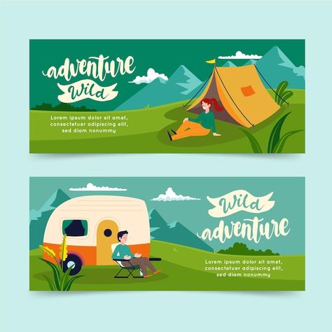 Camping Banner, Canva Learning, Outdoor Banners, Camping Adventure, Wild Adventures, Adventure Camping, Gilmore Girls, Outdoor Adventure, Banner Design